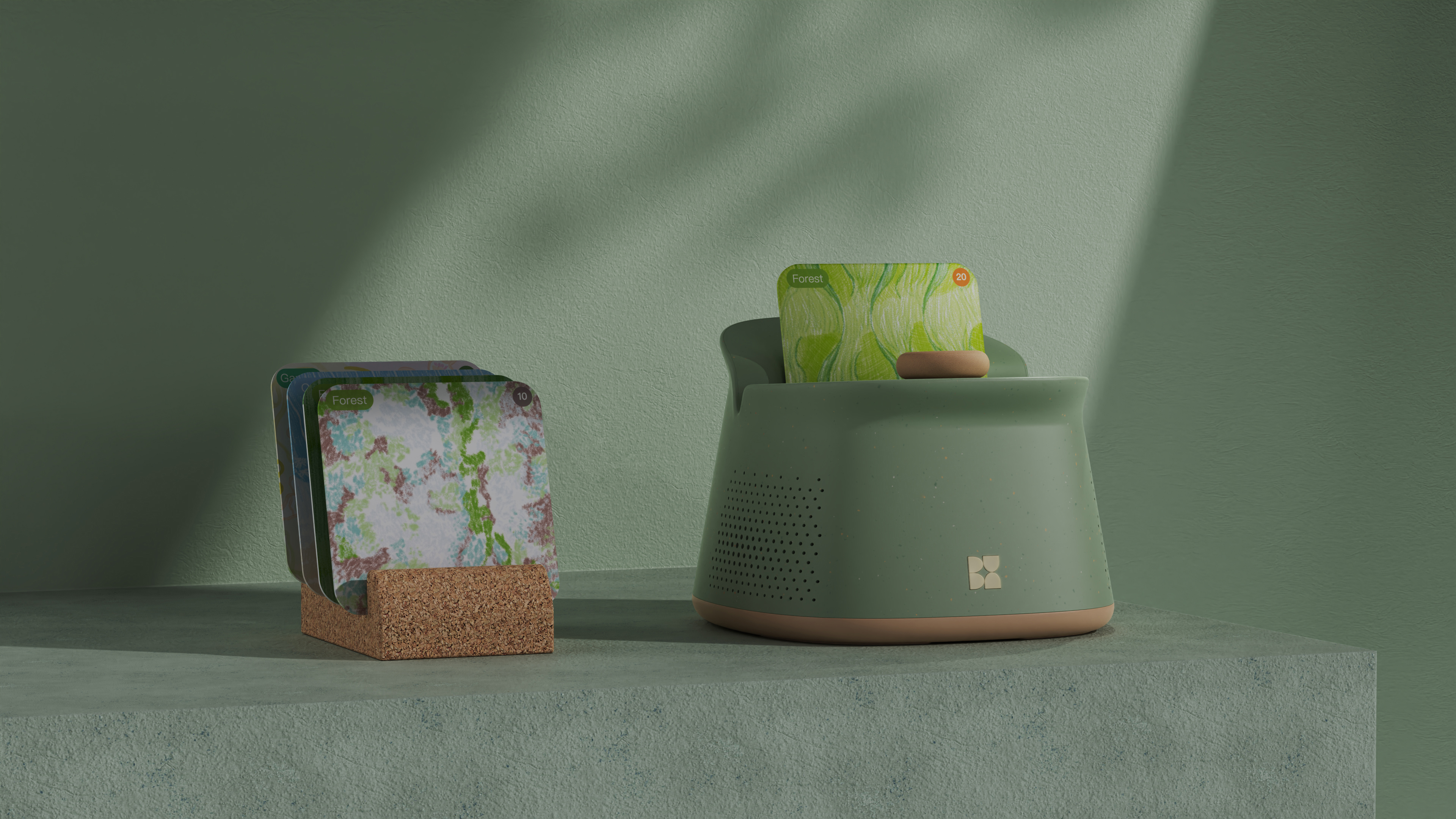 MERU, a screen-free meditation object, resting in soft light.